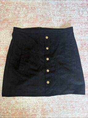 Black Button-Front Women's Mini Skirt
